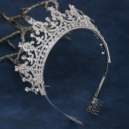 Grand crown bride headwear, 18-year-old princess coming-of-age ceremony birthday performance crown wedding gauze hair accessory crown Grand crown bride headwear, 18-year-old princess coming-of-age ceremony birthday performance crown wedding gauze hair accessory crown